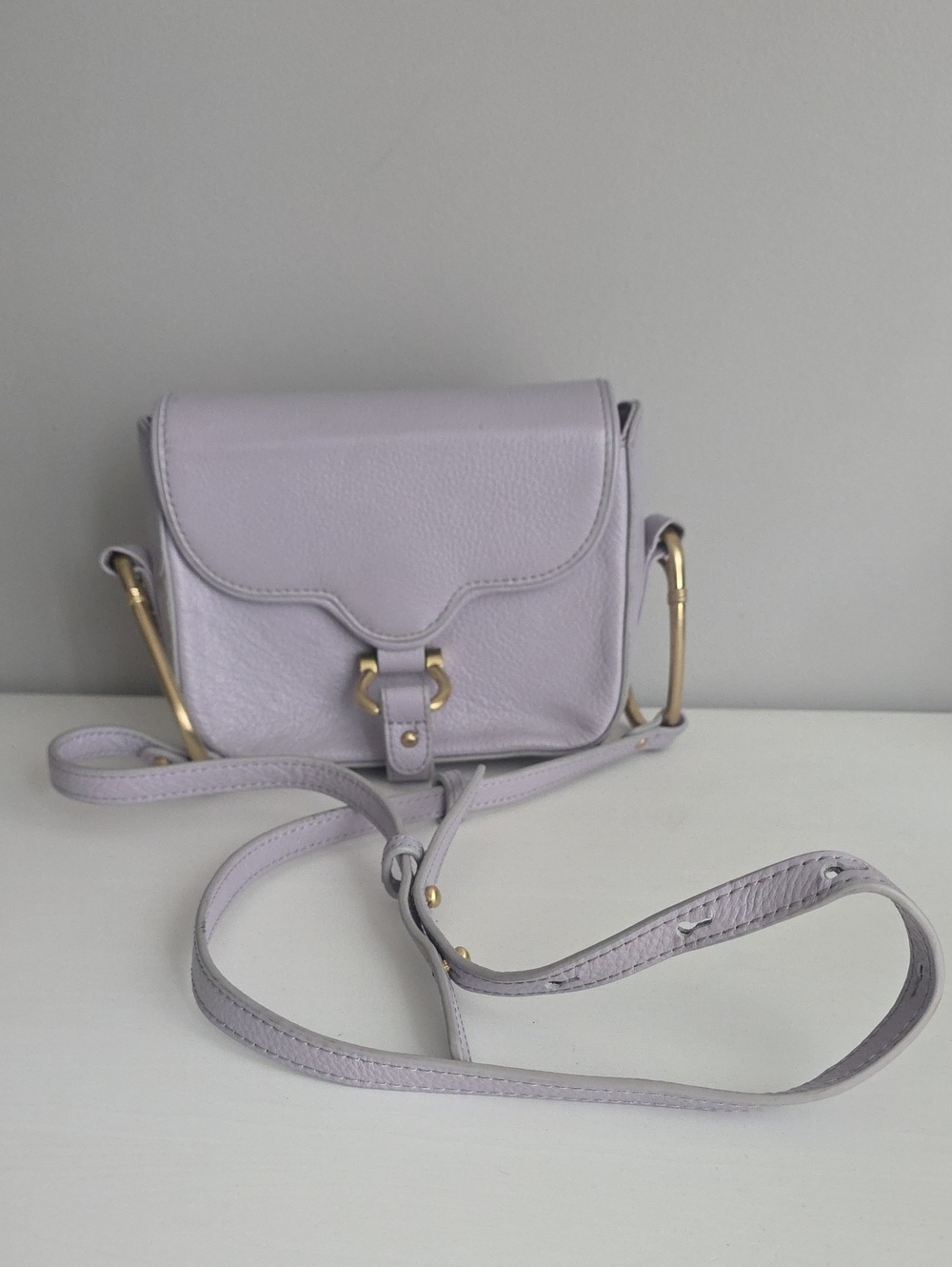 Sancia Gigi Mini Crossbody Bag Pastel Purple Leather Gold Mini Size